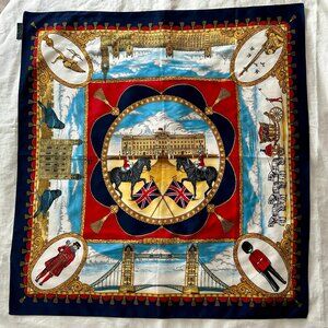 Vintage Tie Rack London Heritage Print Large Carré Scarf - Made in Italy - 34"